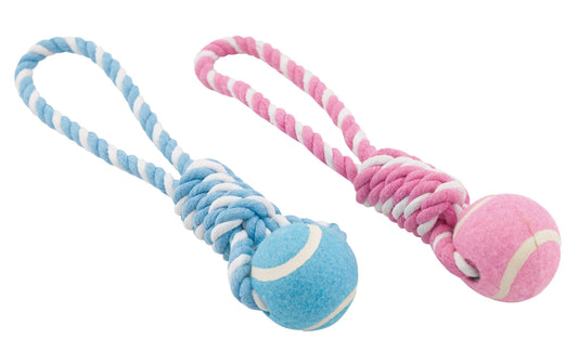 Bicolor Tennis Ball with Rope for Dogs 30cm 105-115gr